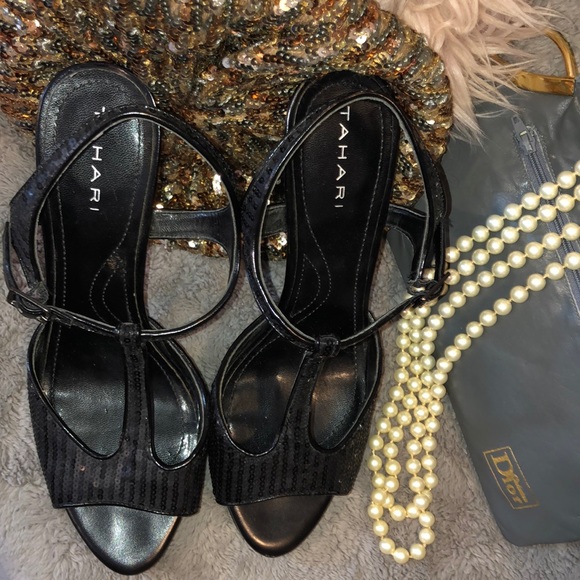 🖤🖤🖤 8 Tahari Beautiful black sequin pumps - Picture 10 of 11